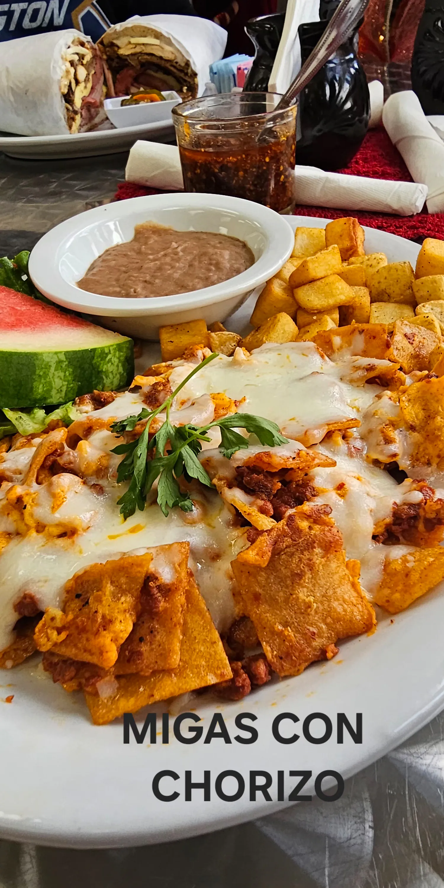 Migas Con Chorizo at El Rincon de Chavita, Mexican-style Restaurant in Houston
