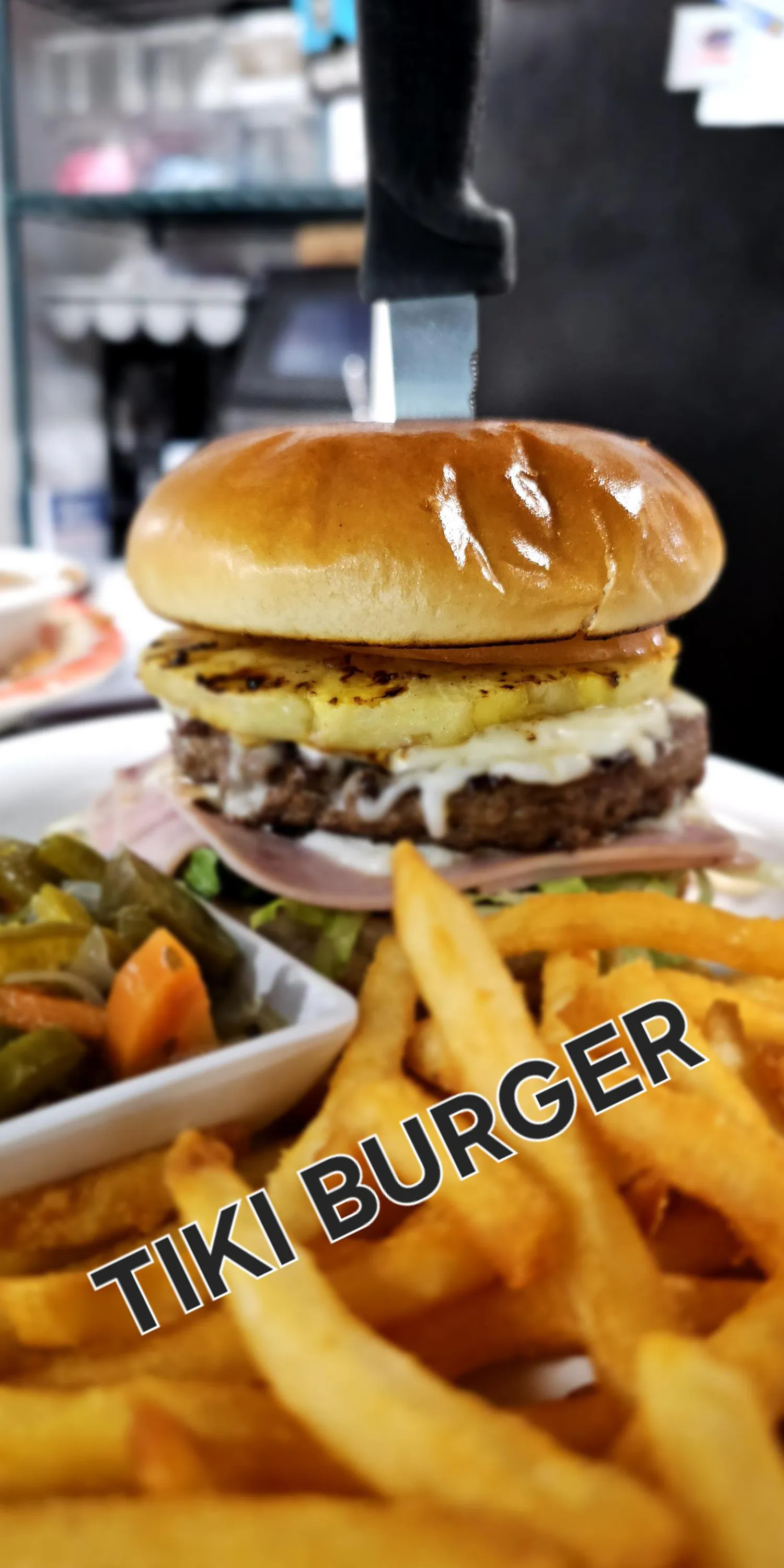 Tiki Burger at El Rincon de Chavita, Mexican-style Restaurant in Houston